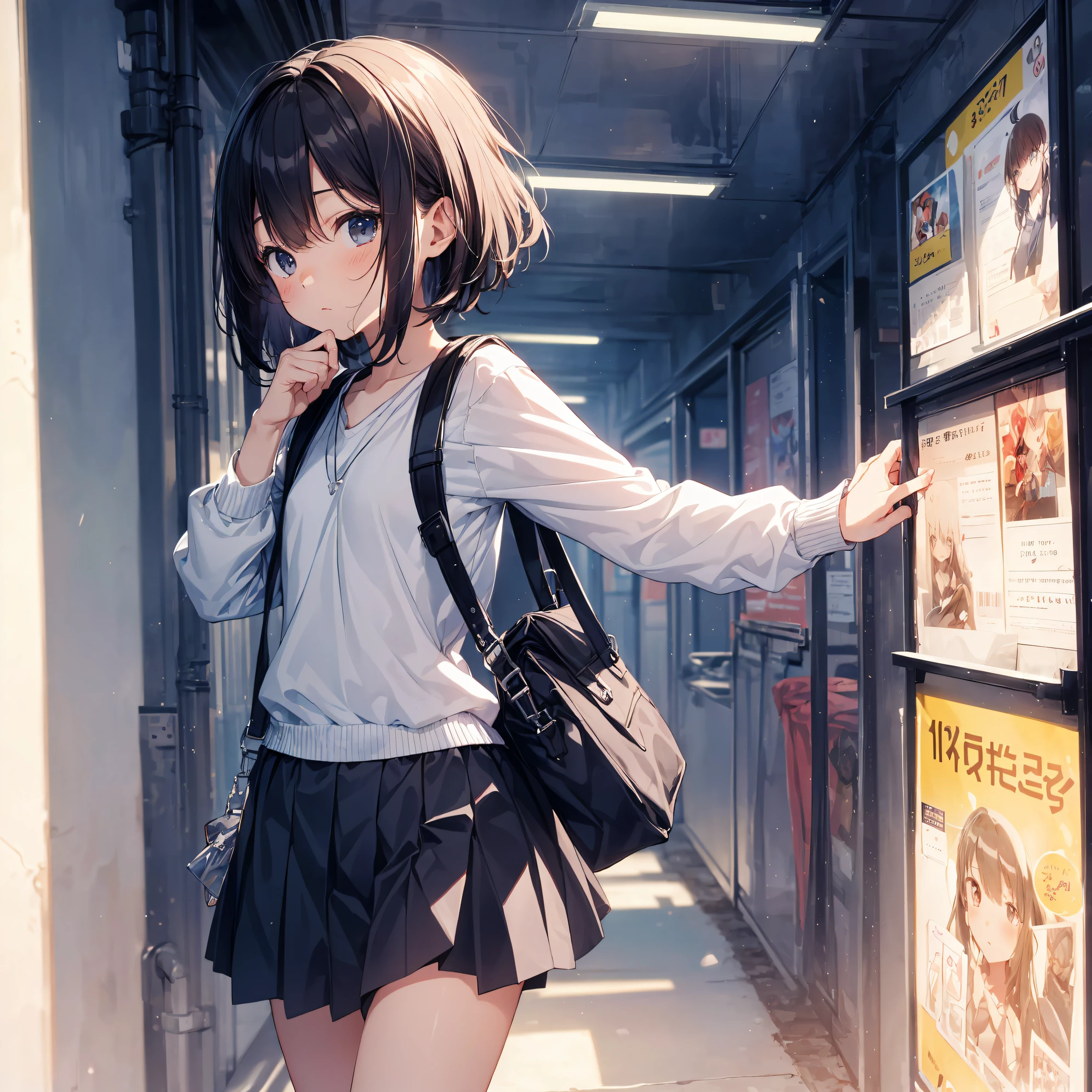 (Best Quality, 4K, 8K, hight resolution, masutepiece:1.2), Ultra-detailed, (Realistically cute,Photorealsitic:1.37), High resolution, anime moe art style, Best Anime 8K Konachan Wallpapers, Pixiv Contest Winner, Perfect Anatomy, super detailed skin,BREAK,(Draw a girl sleepily walking to school. ),BREAK, 1girl in, (Solo,Lori,,13yea:1.3),Full limbs, complete fingers, a junior gynous attraction, (Very short hair),hair messy, flat chest, Small butt, groin, Small eyes,Beautiful detailed black eyes, Well-proportioned iris and pupils, disgusted eye,High resolution detailed hair, salor uniform, Skirt, On the way to school. BREAK,Medium: Anime Art, Vibrant colors, Sharp Focus, Professional, Bokeh.
Lighting: Natural light shining a soft light on the girl, Create a warm and cozy atmosphere on your way to school..