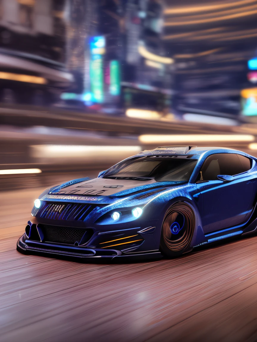 sport car,tuned, motion, (at night:2) (motion blur:1. 3), movie action scene, (Need for Speed:1. 1), wet reflection, racing game, (cityscape in background:1. 5), (detailed stunning environment:1.5), moody dark atmosphere, neon underground aesthetics, (sci-fi), cyberpunk, blade runner, cinematic, cover art, (low front angle),intricate, (highly detailed:1.5), digital painting, digital art, artstation, concept art,(color contrast:1. 1), (Wide lens:1.5),best quality masterpiece, (photorealistic:1.5), sharp focus, 8k, HDR, shallow depth of field, broad light, high contrast, light sparkles, chromatic, sharp focus,transparent,(clear photo:1.5)