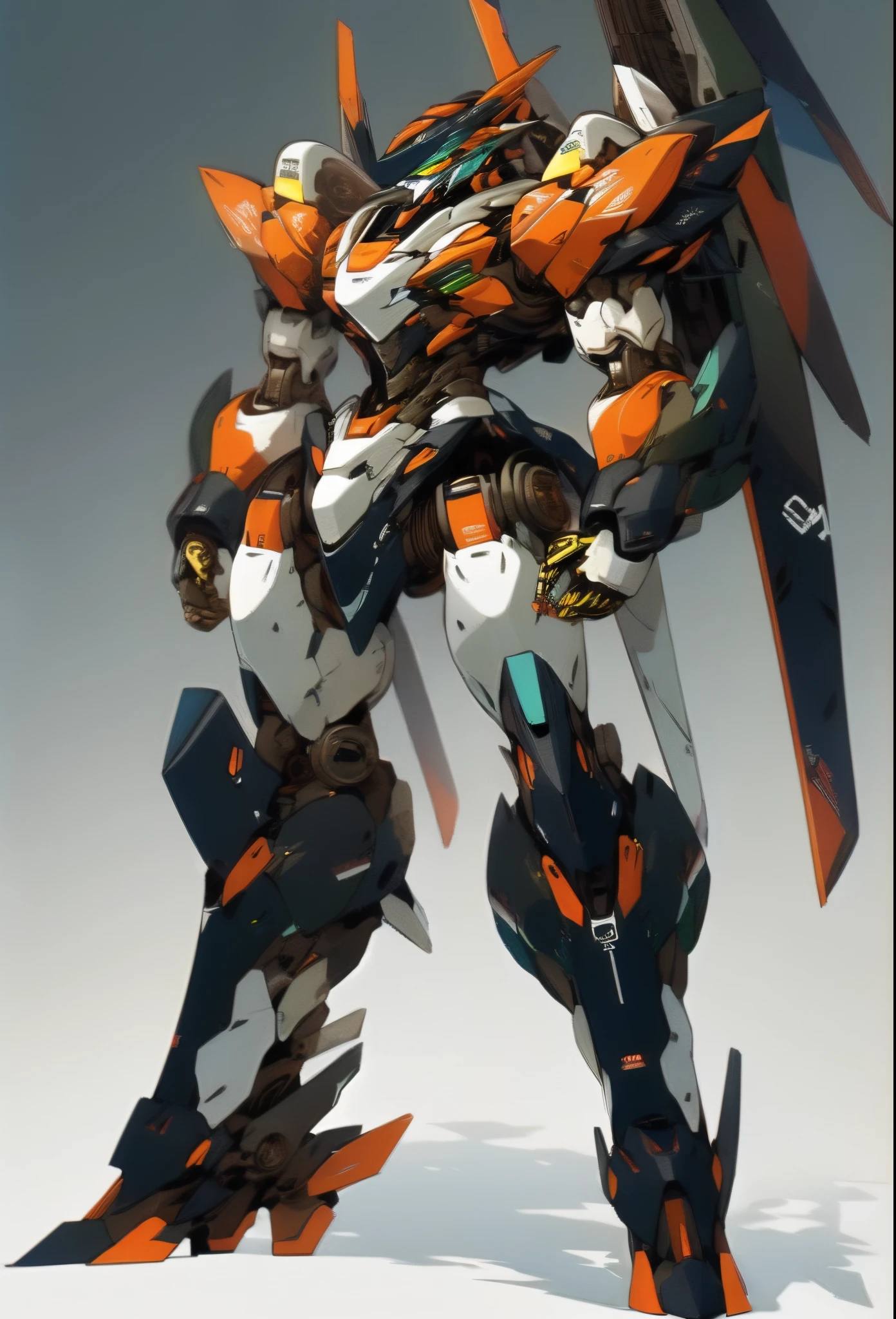 ((masterpiece)), a (((robot))) with an elegant and menacing design, bright eyes, vibrant colors (full body, highly detailed)