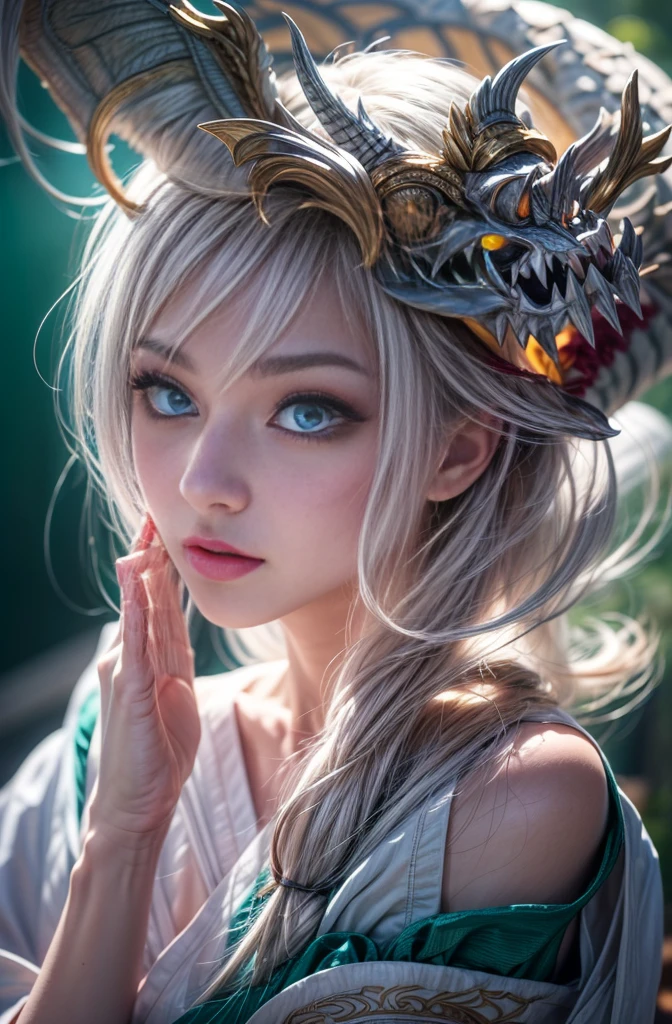 (Photoreal Stick:1.4, masutepiece:1..3, 8K), top-quality, masterpiece, 超A high resolution, Perfect dynamic composition, Professional camera work, Grow Light Effect, Mystical portrait, Cinematic Light, Highly detailed skin and facial texture:1.3, The ultra-detailliert, Detailed hands and fingers, A detailed eye, (riding a dragon), (myterious:1.3, Fanciful:1.2, tradition:1.2, majestueux:1.2), 1girl in, 25-years old, cute and sexy slim goddess, Fair skin, (Calm:0.9, Totally captivates you:1.0), (japanese miko costume:1.3, off shoulders), (voluptuous breasts:0.9), (Backshots), (A beautiful Blue eyes, Eyes that feel beautiful eros:0.85), Sexy face:0.4, (A mouthfeel that feels beautiful eros:0.85), ((Too cute beauty:0.9)), Fantastic background, Eliminate unnecessary hands
