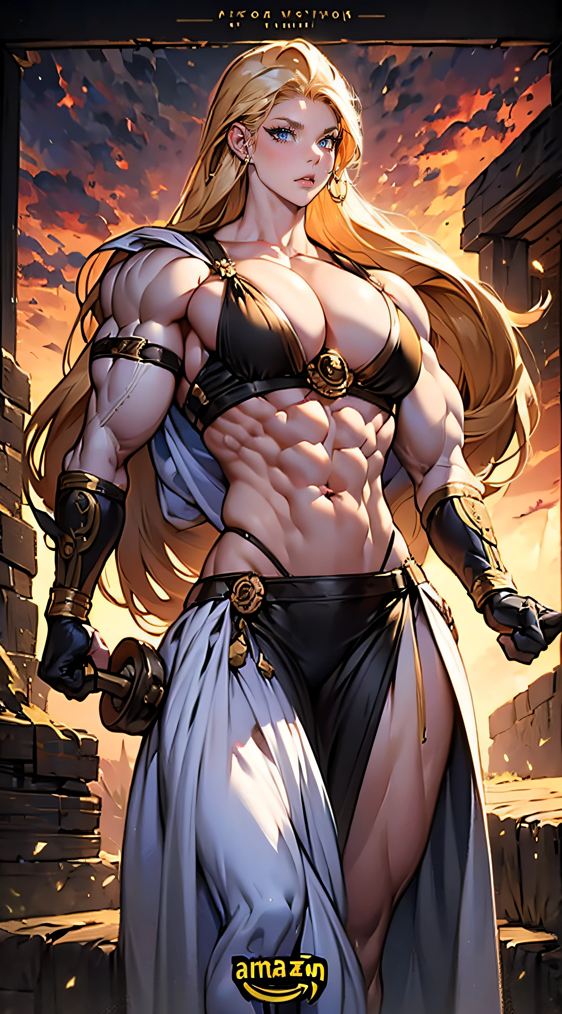 Saint Valkyrie, anjo alado, bela deusa, Mythical heroine, armadura dourada, capacete alado, ((((huge muscular amazon)))), Nome, arte conceitual, High detail, Action painting, Estilo aNome, Cinematic lighting, motion blur, character chart, refer ence sheet, graphic, simetria, cowboy shot, F/1.2, 35 mm, Hasselblad, detalhes altos, anatomicamente correto, master part, best quality, 8k