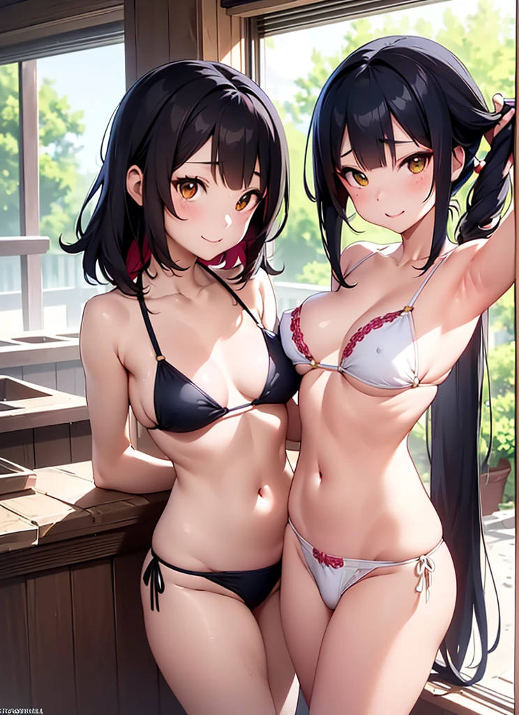 NSFW:1.3、((masutepiece))、best scenery、((best qualtiy))、hightquality、high-detail、hight resolution、high details、lensflare、光线追踪、high quality texture、high quality shadow、Beautiful in detail、Detailed texture、Realistic and colorful、Sexy Woman、face perfect、kindly smile、(intricate-detail、make - up、pureerosface)、reddish brown hair、A slender、large udder、((Lower breast))、(Thoracic protrusion:1.5)、(enchanting posture)、((see -through))、((high leg v cut))、a white bikini、((maikurobikini))、(T-Back Shorts)、gloves、espadrilles、(Create the front and back sides of the subject)、Fulfigia