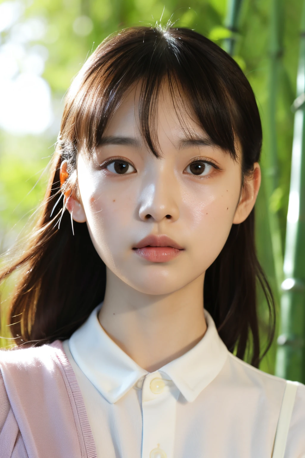 masutepiece, Best Quality, Soft lighting, absurderes, 1girl in, Solo Focus, skin imperfections, Skindentation, Perfect face, Puffy face, Beautiful face, Big eyes, Puffy eyes, Perfect eyes, Eyelashes, Hu Tao (GenshinImpact) From Genshin Impact, plein air, bamboo forrest, 8K, nffsw, nffsw, (masutepiece:1. 5), (Best Quality:1. 5)