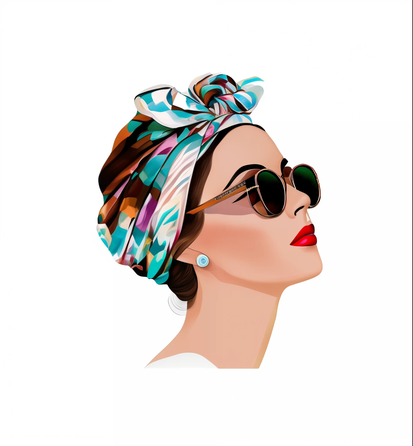 One is wearing a turban、Woman in sunglasses, Digital illustration style, digital illustration portrait, Sunglasses and scarf, digital painting style, Detailed fashion illustration, girl wearing spectacles, style digital painting, luxury fashion illustration, digital art portrait, inspired by Alberto Vargas, detailed color portrait, digital portrait, portrait digital art, Digital art illustration