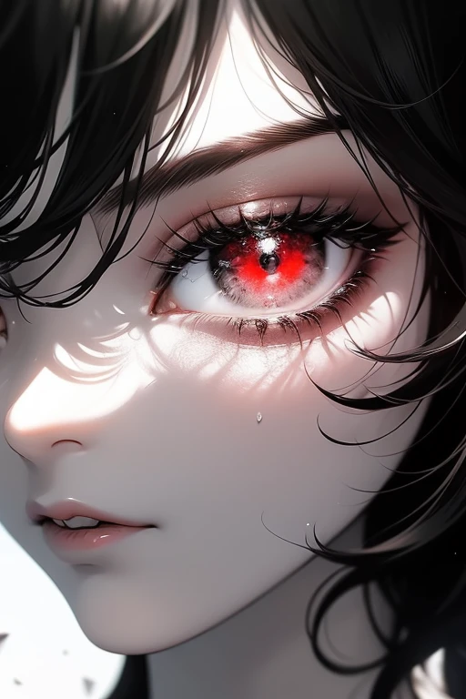 preto e branco,Mulheres absolutamente bonitas,busto,espelho quebrado,Black and white division,Red tear and white paint,quebrado,Sublevellack e branco,Erodido pelas trevas e pela luz,symmetr