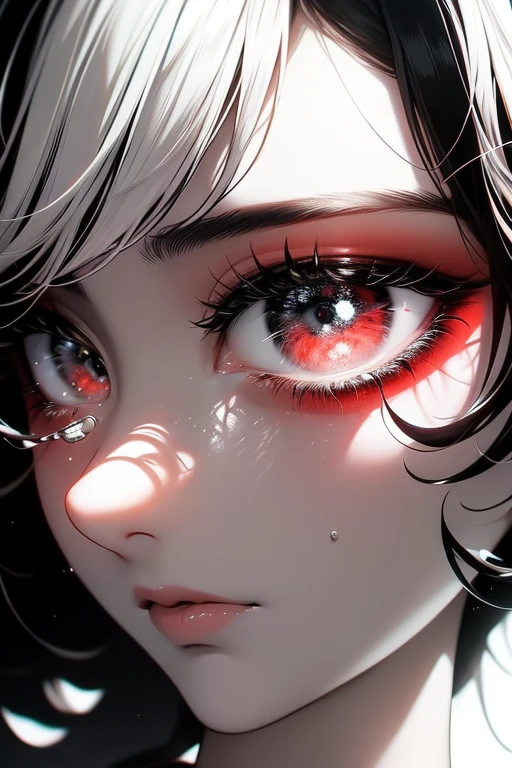 preto e branco,Mulheres absolutamente bonitausto,espelho quebrado,Black and white division,Red tear and white paint,quebrado,Sublevellack e branco,Erodido pelas trevas e pela luz,symmetr