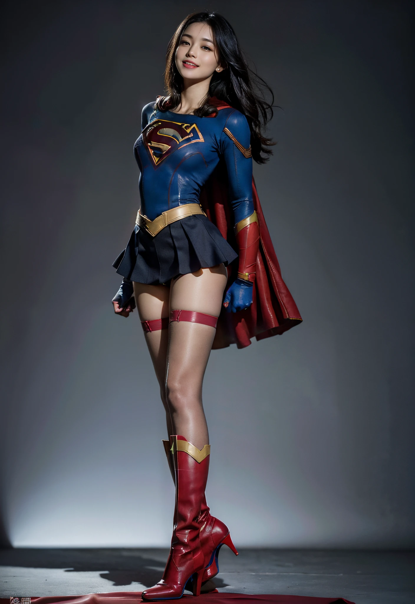No background、highleg、Wearing black stockings、Supergirl Costume、Suffering、decedent、die、Falling down、Are sleeping、s asleep、Safari Naus is always open.、Drool is always dripping from my mouth、Asian Beautiful Girl、(((Wear black tights on your beautiful legs.)))、(((Legally express the beauty of your smile)))、((((Make the most of the original image)))、(((Supergirl Costume)))、(((a short bob、beautiful hairl)))、(((Suffering)))、(((Feet must necessarily be worn with black tights)))、(((You need to wear red boots)))、((Top image quality、8K))、((top-quality、8K、masterpiece:1.3))、(((Keep Background )))、Crisp focus:1.2、Beautiful woman with perfect body shape:1.4、Slender Abs:1.2、a wet body:1.5、Highly detailed facial and skin texture、8K、beauty legs