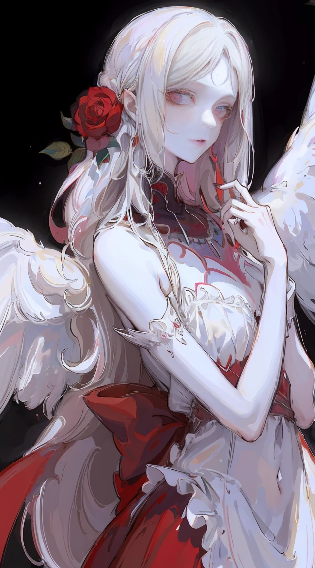 style by NTY, a woman, angel, muted colors, swan, pale red, innocence, <lora:PsychoMode:0.7>