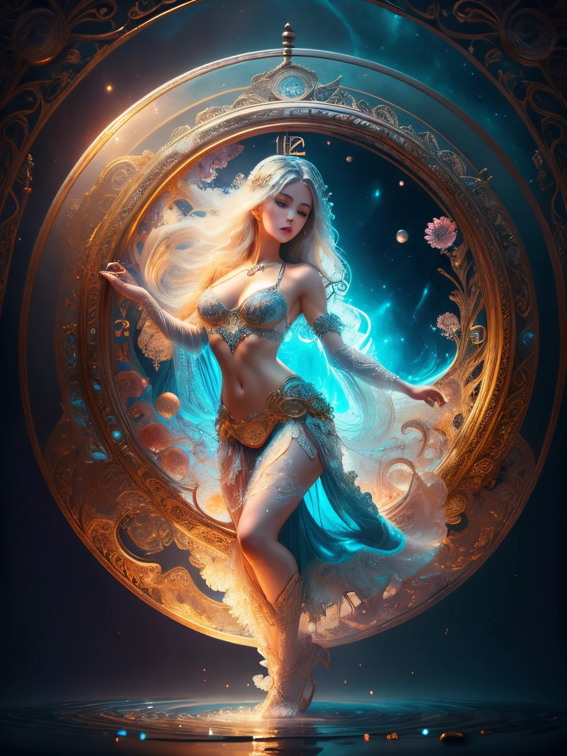 huge hourglass, antique hourglass, floating antique clock, beautiful girl inside the hourglass, beautiful caucasian girl behind the clock glass, floating antique clock, lamp, lantern, dark night sky, cloudy sky, rain clouds with rays, full lina, beautiful girl looking up, long white hair, Beautiful Hardcore Illustration home page illustration style, dark, high resolution, hard touch illustration, strong outline, 8k, American comic style, colorful background , Hiroyuki Nagasaka, aggressive, beautiful face, fresh beauty, dress, beauty style, red color, battle, harsh illustration, blonde hair, bright fog. Paint water splashes. Magic spell. Blue silver gray color gradient glowing vapor veil wave on black abstract art background with free space. Baroque elements, intricate oil paintings, bubbles and swirling fountains, full body, extremely detailed (Fractal Art: 1.3), colorful, more detailed, "Best quality", "Masterpiece, Sakimichan style art, slight smile, legs spread, view of pubic hair, 1 sexy girl with transparent clothes, small breasts exposed, transparent open t-shirt, tattoos of mandalas and flowers, best quality, silver and white hair merged in water, naked girl, beautiful pubic area visible, small breasts in sight, perfect hair, perfect full lips, delicate and perfect body, digital painting, intricately detailed closed eyes, colorful, ink painting, beautiful watercolor, realistic, detailed, fine art, oil painting, finely drawn hands; By Artgerm, by Alphonse Mucha , clock, wheel, gear, clock_realm, clock, Hourglass, wlop, aeolian, yan, jade, jewelry, 1girl, solo, pussy, from below, nude, pubic hair, looking down, clitoris,