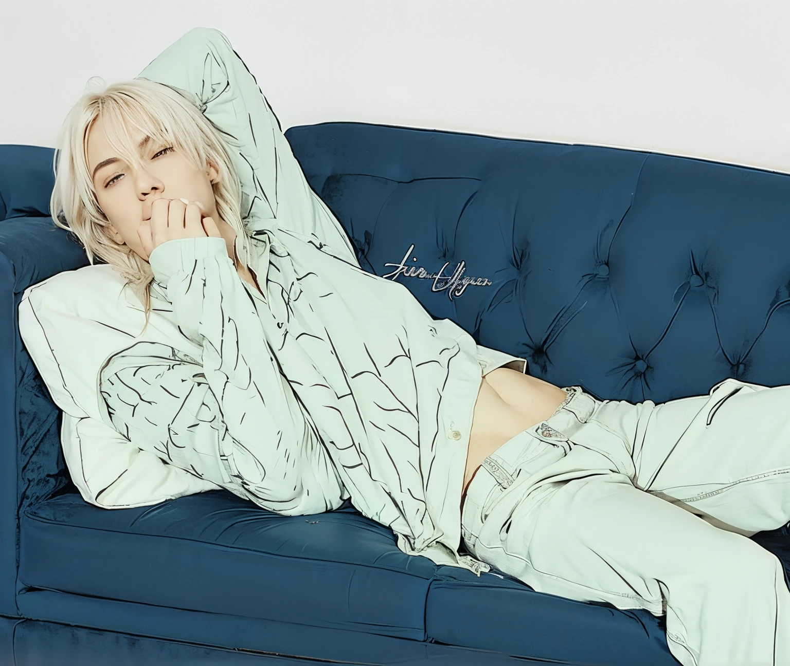 Man lying on sofa