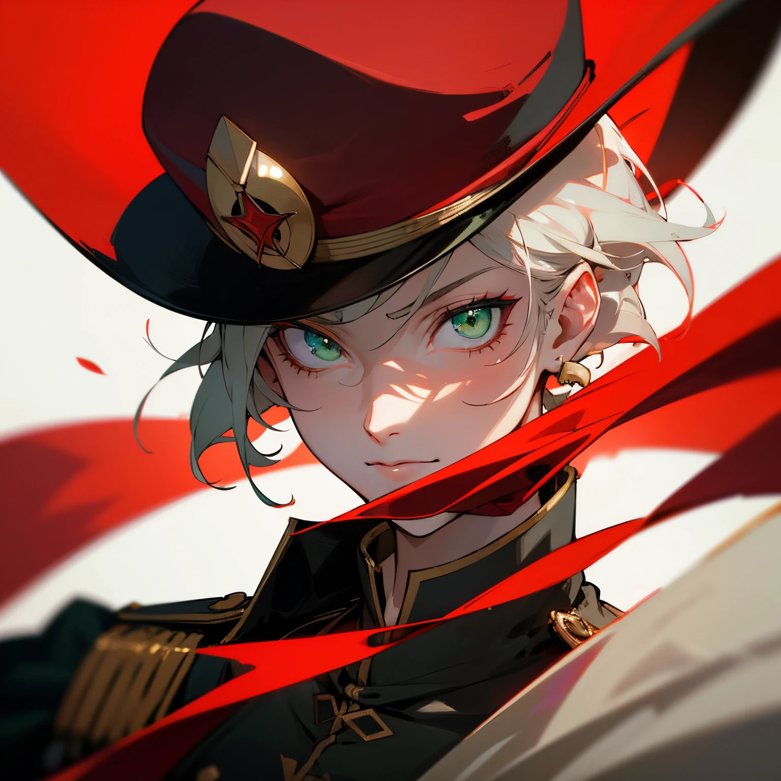 (masterpiece, best quality: 1.1), 1girl solo, tanya, 1girl, solo, petite, flat chest, small breasts, curvy, military, military uniform, , general hat, evil smile, wicked expression, anger, red eyes, neutral lighting