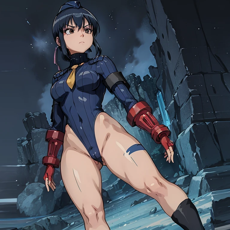 ultra-detailed, Explicit, Beautiful body, Beautiful Nose, Beautiful character design, perfect eyes, perfect face, ultra highres, 4K, beautiful legs, perfect legs, Nice hands, Perfect hand, Masterpiece, Best Quality, Highly detailed, illustration, absurdres, street fighter, doll suit, shadaloo doll, dollsuit, girls, multiple girls, expressionless, blank eyes, looking at viewer, red gloves, emotionless, black latex, corrution, mind control, female combatant, full body, hypnotized, unhappy trance, full body suit, ribbed bodysuit, both arms at side, stand up straight, obey, perfect female body, extremely glossy latex, hypnosis, hypnoLora, empty eyes, Mind control device, poses, submissive_pose, Slave, hat, necktie, stand up straight, standing, standing at attention, belt, extending the right arm from the shoulder into the air with a straightened hand, nazi saluting, military, military saluting, salute, right hand saluting, left hand at side, latex, ribbed bodysuit, wide hip, thicc, a curvy body, garter belt, Chan Lee, Bakugan Battle Brawlers, brown eyes, blue hair, hair ribbon, sidelocks, make up, eyeshadow, china dress, fighting stance