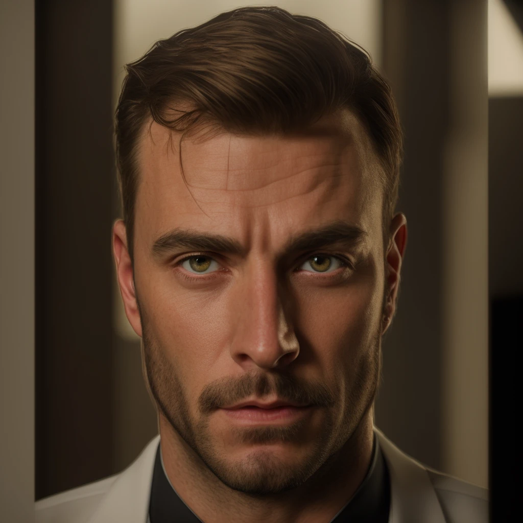Use image from Controlnet1 um close up de um homem com barba e camisa preta, Cinematic realistic portrait, bonito rosto detalhado, rosto realista altamente detalhado, Rosto altamente detalhado de 8k, retrato de rosto detalhado realista, 8k portrait render, sharp high detail face, realistic face moody lighting, rosto realista detalhado, rosto realista humano, Retrato VFX altamente detalhado, rosto detalhado e realista, rosto realista e detalhado