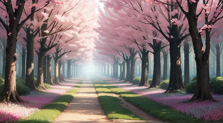 Paisagem de primavera, floresta encantada