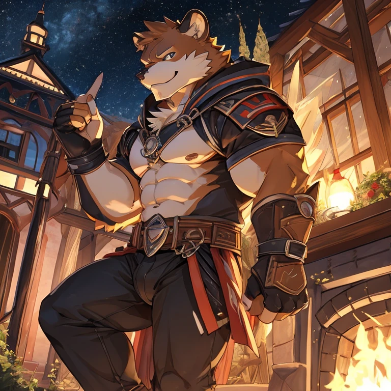 Ursine Warrior，brown pubic fur，gaming character，Occlusion