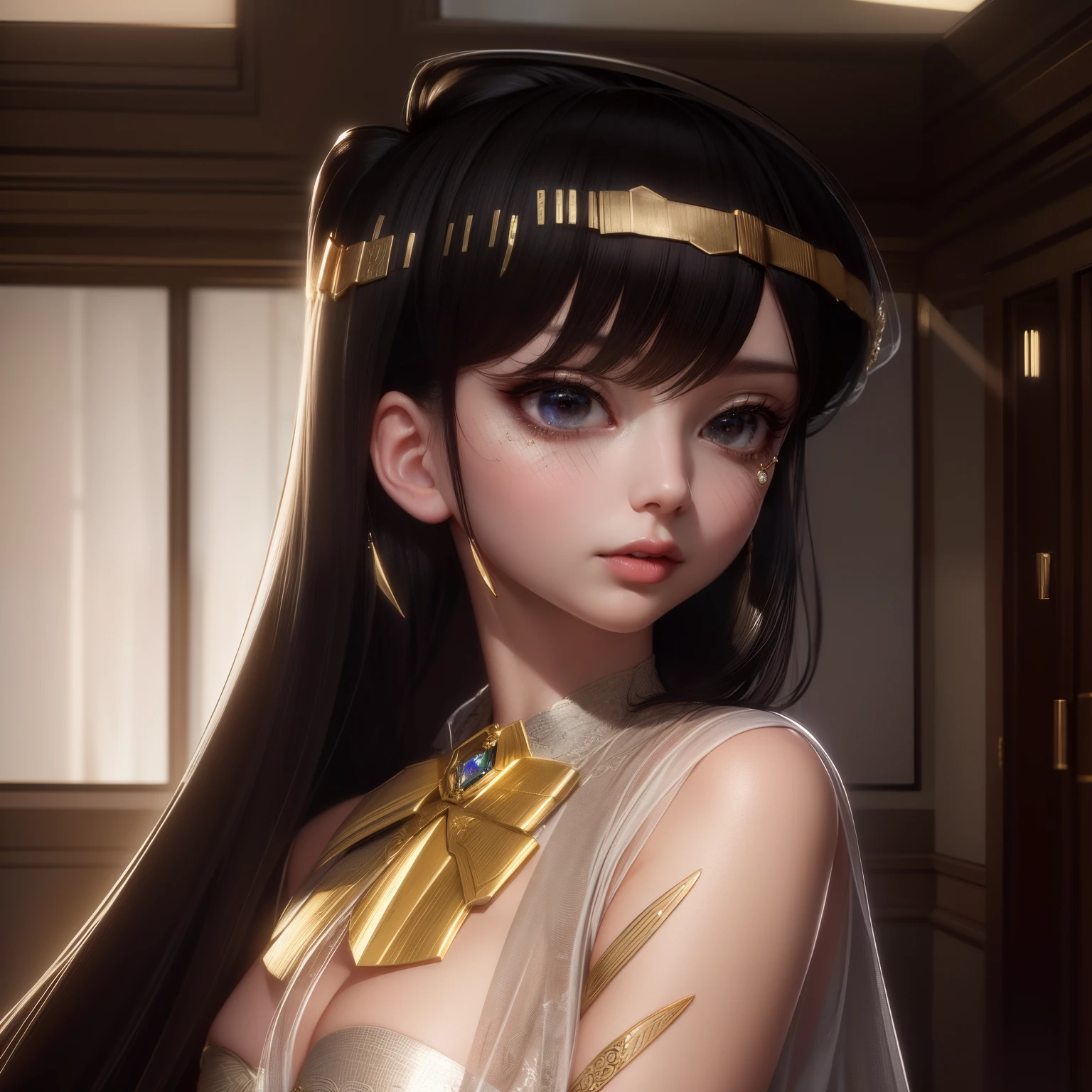 Ultra-realistic 8k CG, perfect face, flawless, clean, professional artwork, famous artwork, cinematic lighting, cinematic bloom, perfect face, beautiful face, beautiful face, beautiful eyes, ((perfect female body, narrow waist)), white hair, red eyes, beautiful queen, royal, divine, divine, goddess, divine, (royal palace), fantasy, dreamlike, unreal, science fiction, huge breasts, beautiful clothing, lace trim, leggings with lace trims, nsfw, breasts out, absurdly long hair, (rich: 1.4), prestige, luxury, jewelry, diamond, gold, pearl, gem, sapphire, ruby, emerald, intricate details, delicate print, sexy, charming, seductive, erotic, charming, charming, hair ornament, necklace, earrings, bracelet, bracelet, bracelet, bracelet,