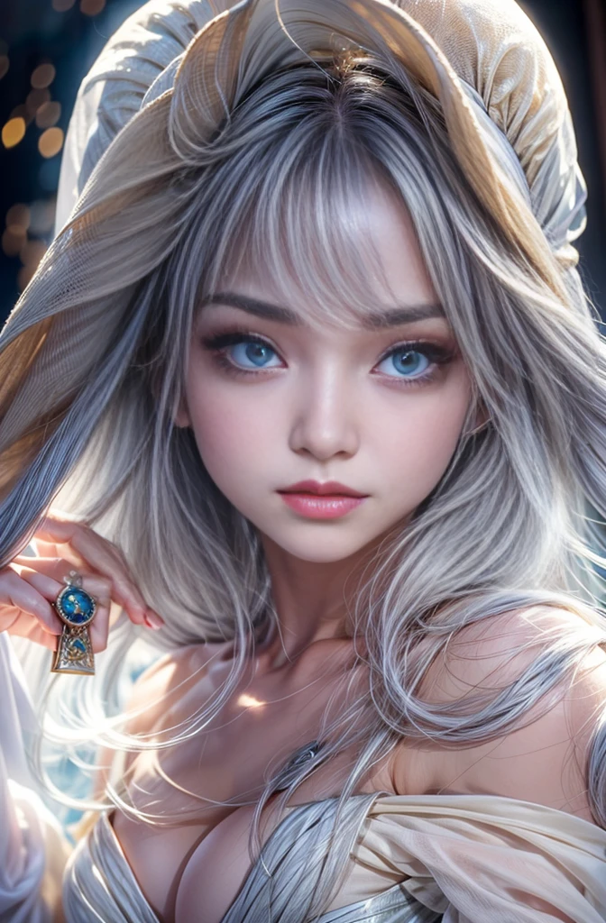 (Photoreal Stick:1.4, masutepiece:1..3, 8K), top-quality, masterpiece, 超A high resolution, Perfect dynamic composition, Professional camera work, Grow Light Effect, Mystical portrait, Cinematic Light, Highly detailed skin and facial texture:1.3, The ultra-detailliert, A detailed eye, (Deities々Feeling:1.3, myterious:1.2, Fanciful:1.2, majestueux:1.2), 1girl in, 25-years old, cute and sexy slim goddess, Fair skin, (Calm:0.9, Totally captivates you:1.0), (japanese miko costume:1.3, off shoulders), (voluptuous breasts:0.9), (Backshots), (A beautiful Blue eyes, Eyes that feel beautiful eros:0.85), (A mouthfeel that feels beautiful eros:0.85), ((Too cute beauty:0.9)), Fantastic background, Accurate hand and finger expressions