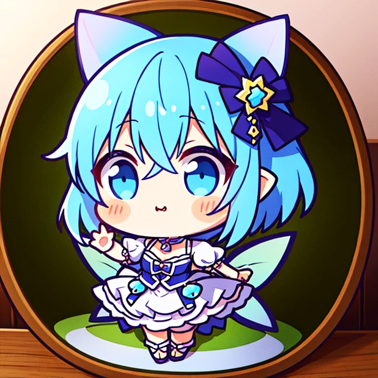 An illustration of a fairy deformed into a chibi character with cute gestures and looking at the camera..、high-level image quality、Nendoroid Style