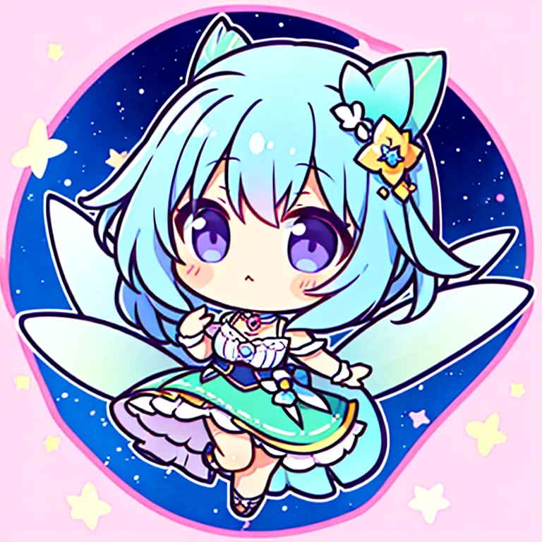 An illustration of a fairy deformed into a chibi character with cute gestures and looking at the camera..、high-level image quality、Nendoroid Style