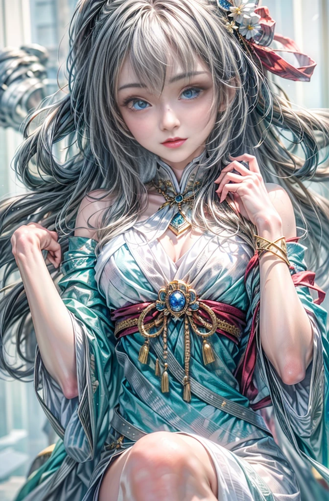 (masutepiece:1.photoreal stick:1.4, 8K), top-quality, ​masterpiece, 超A high resolution, Perfect dynamic composition, Professional camera work, Grow Light Effect, Mystical portrait, Cinematic Light, Highly detailed skin and facial texture:1.3, The ultra-detailliert, A detailed eye, (Deities々Feeling:1.25, myterious:1.2, Fanciful:1.2, majestueux:1.2), 1girl in, 25-years old, cute and sexy slim goddess, Fair skin, (Calm:0.9, Totally captivates you:1.0), (japanese miko costume:1.3 off shoulder), (voluptuous breasts:0.9), (Backshots), (A beautiful Blue eyes, Eyes that feel beautiful eros:0.85), (A mouthfeel that feels beautiful eros:0.85), ((Too cute beauty:0.9)), Fantastic background, Accurate hand and finger expressions