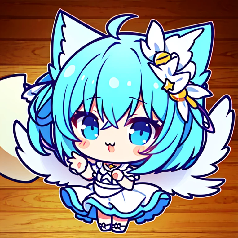 Illustration of an angel deformed into a chibi character with cute gestures and looking at the camera..、high-level image quality、Nendoroid Style