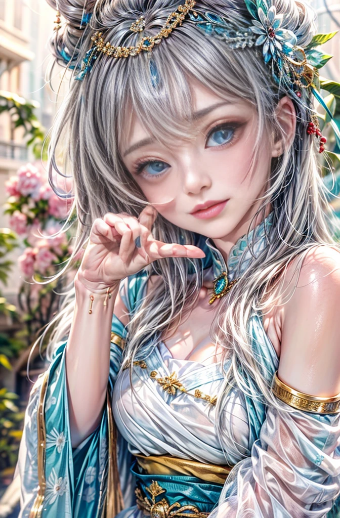 (masutepiece:1.Photoreal Stick:1.4, 8K), top-quality, masterpiece, 超A high resolution, Perfect dynamic composition, Professional camera work, Grow Light Effect, Mystical portrait, Cinematic Light, Highly detailed skin and facial texture:1.3, The ultra-detailliert, A detailed eye, (Deities々Feeling:1.25, myterious:1.2, Fanciful:1.2, majestueux:1.2), 1girl in, 25-years old, cute and sexy slim goddess, Fair skin, (Calm:0.9, Totally captivates you:1.0), (japanese miko costume:1.3 off shoulder), (voluptuous breasts:0.9), (Backshots), (A beautiful Blue eyes, Eyes that feel beautiful eros:0.85), (A mouthfeel that feels beautiful eros:0.85), ((Too cute beauty:0.9)), Fantastic background, Accurate hand and finger expressions