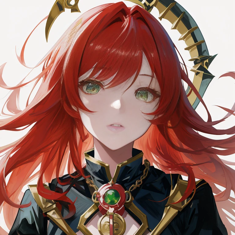 Anime girl with red hair and green eyes holding a sword, shadowverse style, portrait knights of zodiac girl, Detailed Digital Anime Art, detailed anime character art, Detailed key anime art, cyarine, Portrait of a female anime hero, Trending on ArtStation pixiv, anime character art, crisp clear rpg portrait, zerochan art, cushart krenz key art feminine
