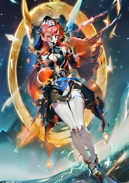 Anime girl with long red hair and a sword in her hand, Ayaka Genshin Impact, cushart krenz key art feminine, ayaka game genshin impact, anime goddess, keqing from genshin impact, GenshinImpact, Nami, Genshin, Detailed key anime art, cyarine, goddess of lightning, Rin