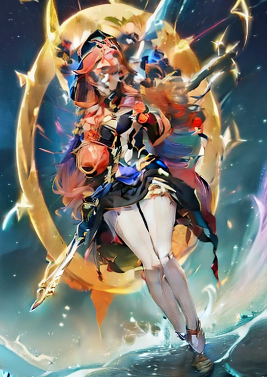 Anime girl with long red hair and a sword in her hand, Ayaka Genshin Impact, cushart krenz key art feminine, ayaka game genshin impact, anime goddess, keqing from genshin impact, GenshinImpact, Nami, Genshin, Detailed key anime art, cyarine, goddess of lightning, Rin