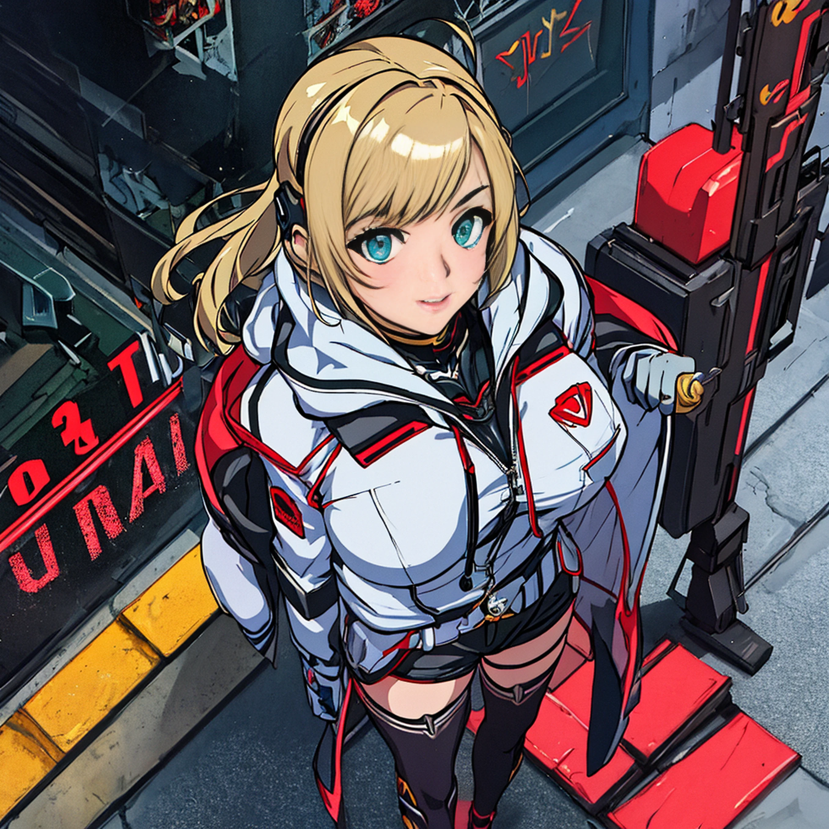 Boutique,best quality,Gold jewelry,(slip out feet),Fairy skin,(Fidelity :1.2),Standing,Super Detailed,realistic,High quality,Movie Light,Ray tracking,Ultra HD,Upper body, Girl in shorts and jacket standing next to giant robot, Guweiz style artwork, CyberPunk mech, Trends on CGSTATION, Guweiz, Russell Dongjun Lu, digital cyberpunk anime art, Ross Tran 8 K, Guweiz on ArtStation Pixiv, Girl in mecha network armor