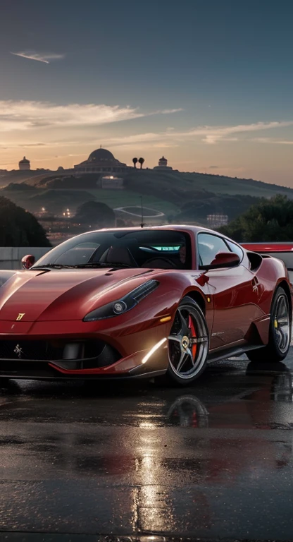 (best quality,8k resolution ultra HD,highres,masterpiece:1.2),Ferrari GTB Fiorano with cinematic lighting, epic artwork, ultra high quality photo, high quality wallpaper, Aesthetic wallpaper
