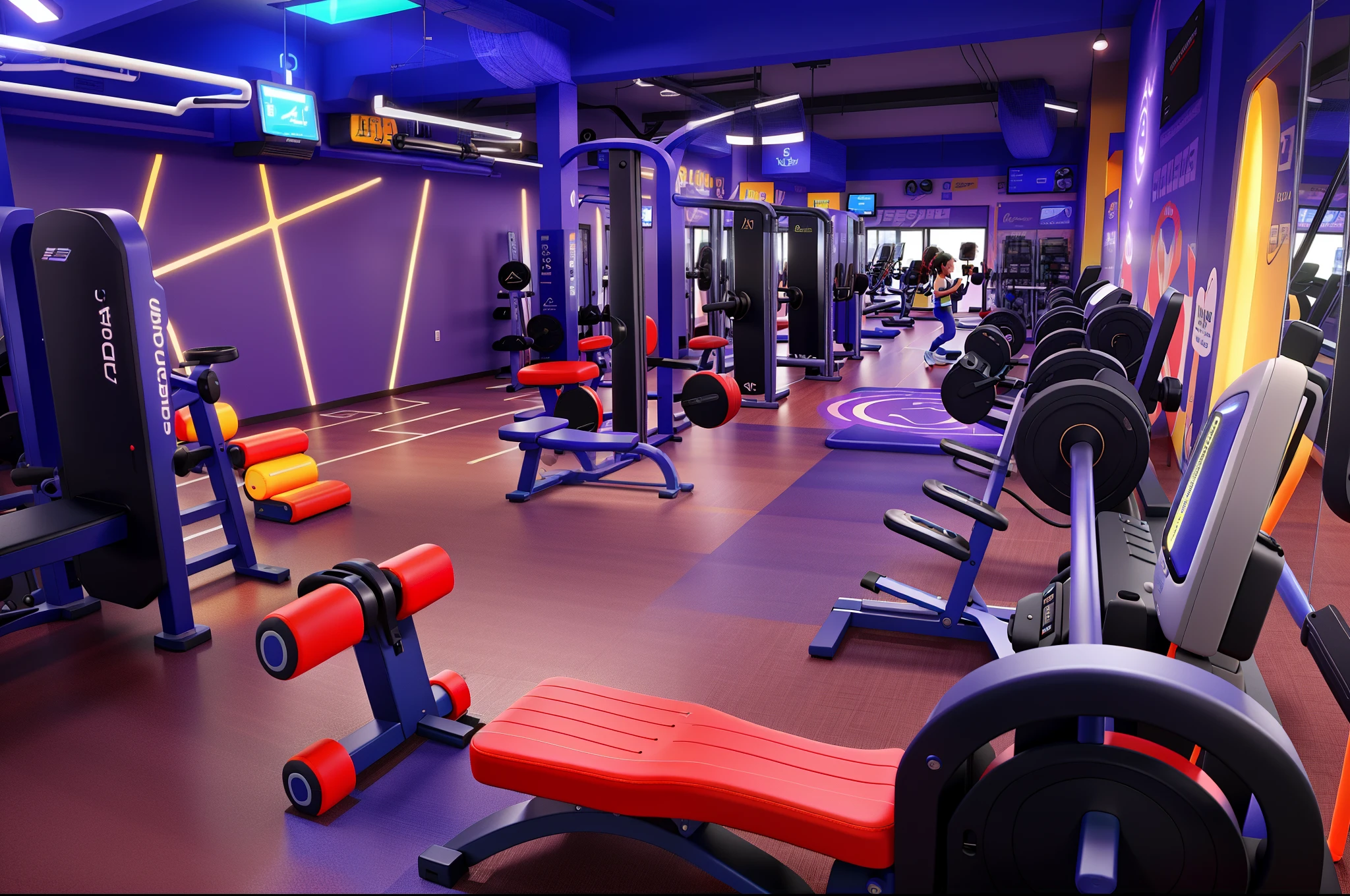gimnasio con led azul