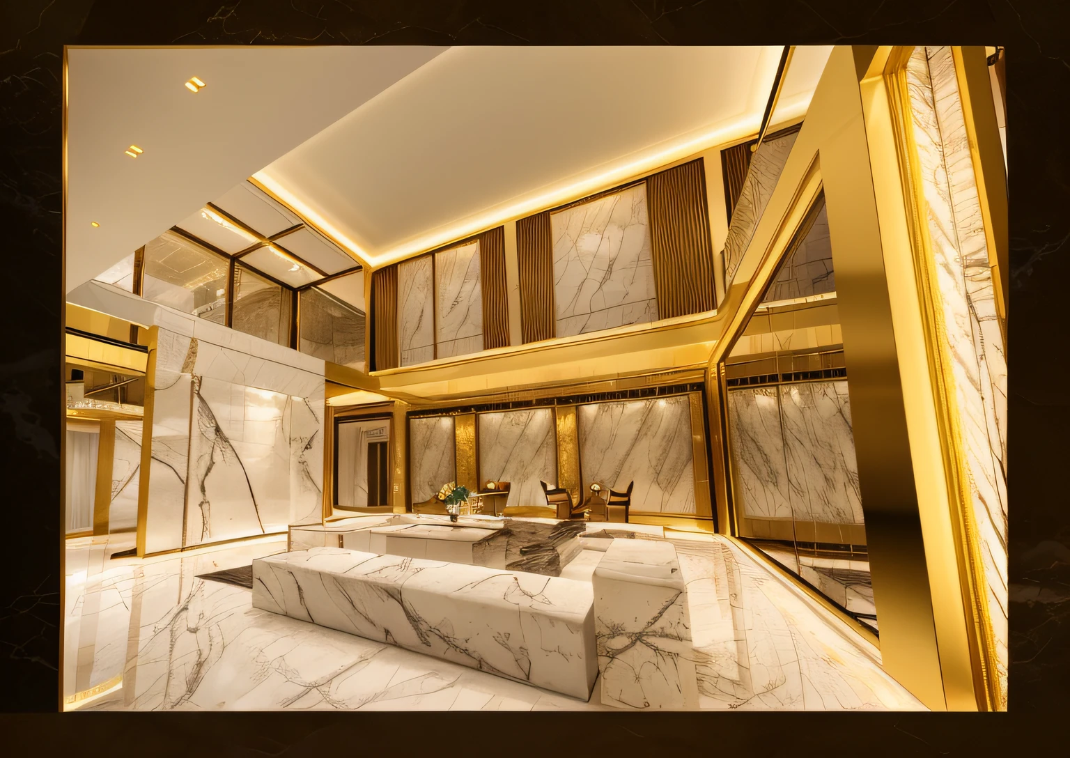 luxury livingrom interior, luxurious
interior style,
scheme, marble, golden
crystal, leather,
material, high_elegance, classy, sophistication feeling,
luxury feeling,
pendant, lighting, colorful
light, nightime,
RAW photo, (high detailed
skin:1.2), 8k uhd, dslr, soft
lighting, high quality, film
grain, Fujifilm XT3