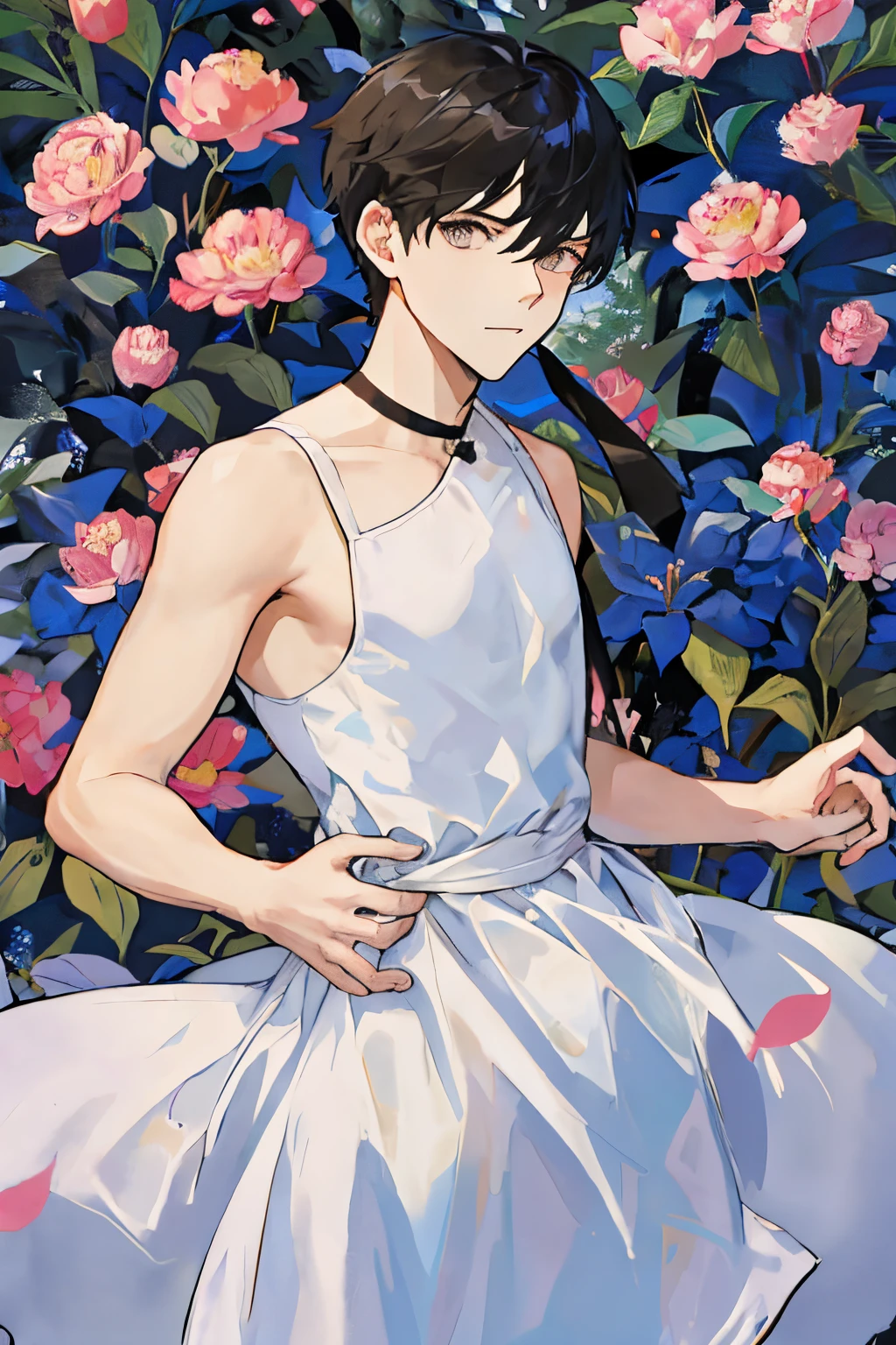 1man,with a dress,and gunt,seriuos