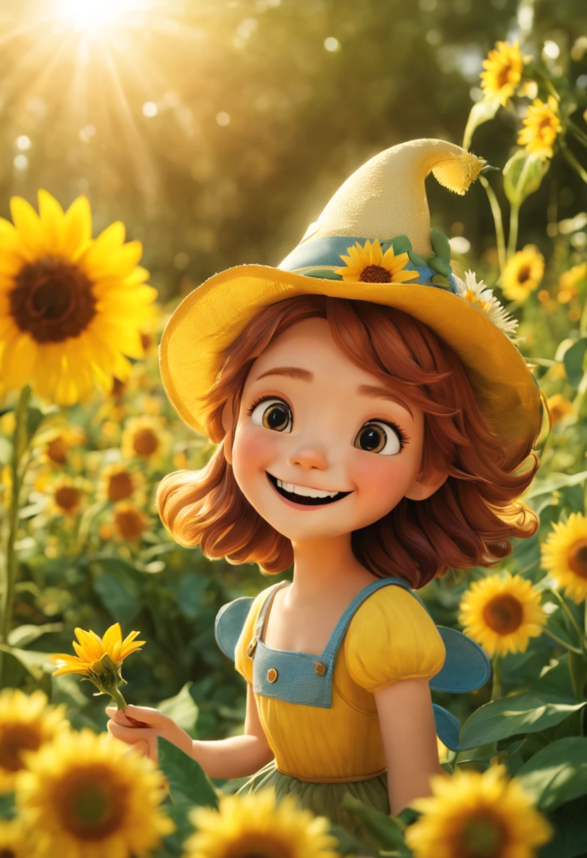 Sunflower flowers give off a warm smile,Bring people joy and happiness and shine brightly,Like a fairyland, the movie scene has a detailed depth of field and a master's work