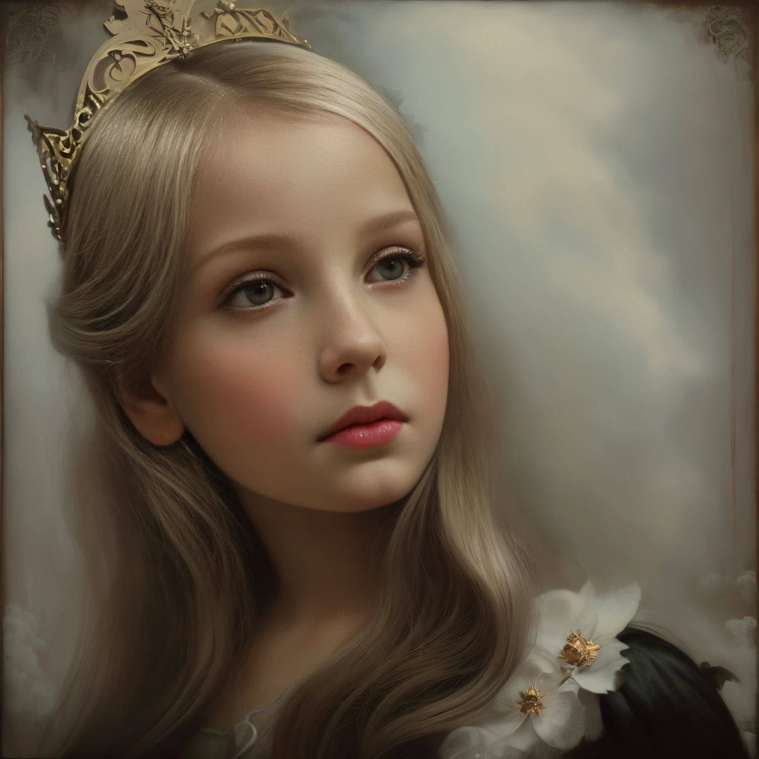 Painting of a girl of fivnde with a dragon's head and in a white dress., Portrait of a five year old dragon giw., Mark Ryden is very detailed, Style by Mark Ryden, Mark Ryden in style, portrait of Tom bagshaw, Style by Mark Ryden, tom bagshaw weta studio, inspired by Mark Ryden, Benjamin Lacombe, adorable digital painting, tom bagshaw style, tom bagshaw artstyle
