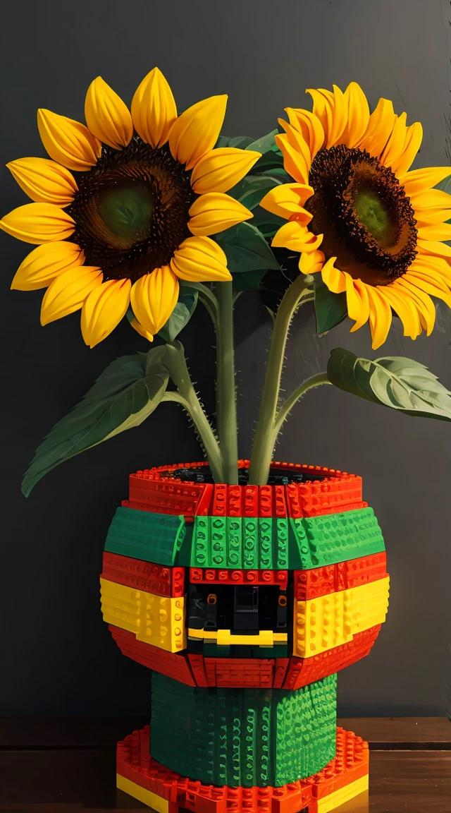 sunflower built with lego
