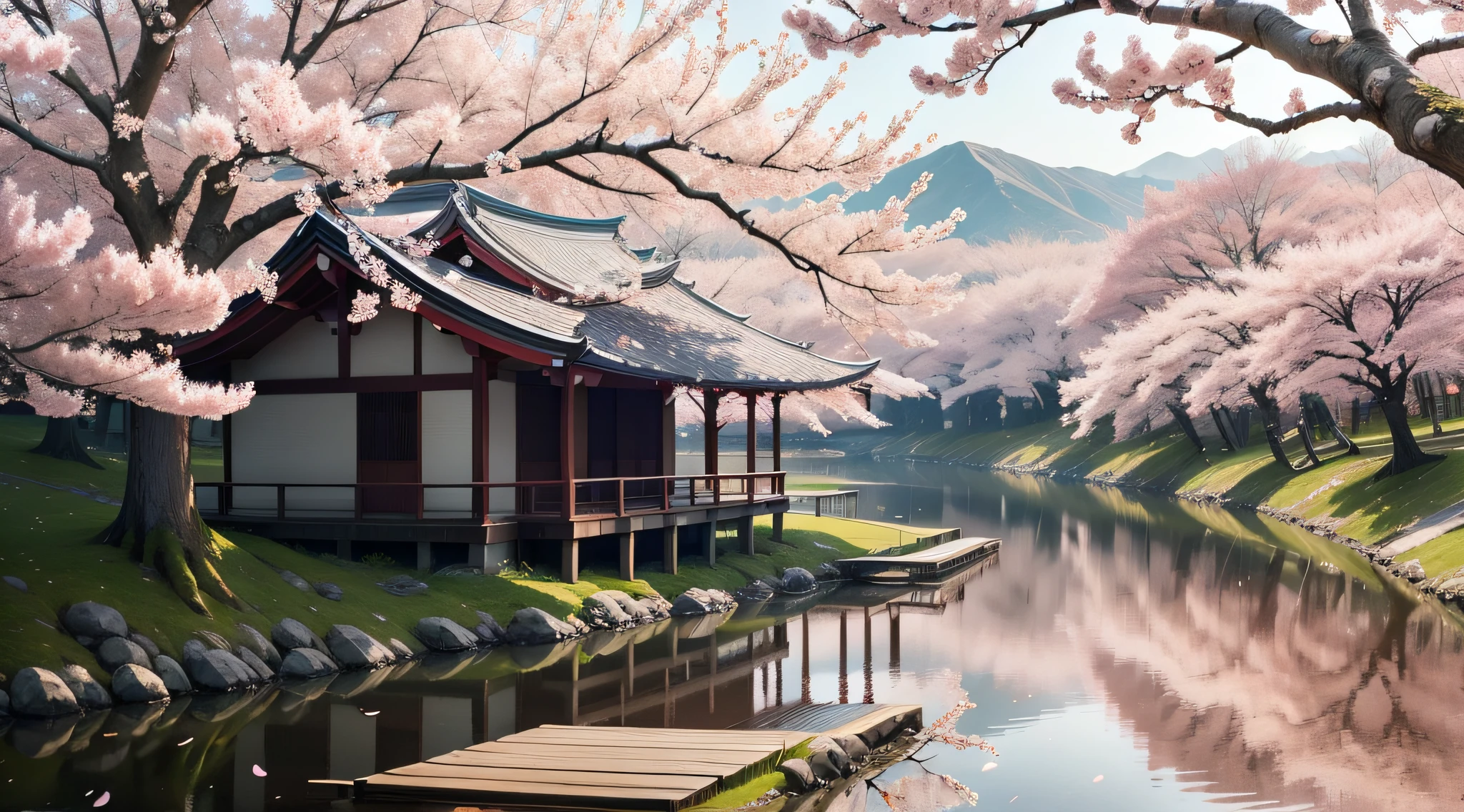 lake Petals under the cherry blossom tree The cherry blossoms have fallen that tree々