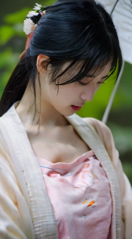 best quality,high resolution,unity 8k wallpaper,(illustration:1),perfect lighting,photo_\(medium\),photorealistic,realistic,
finely detail,extremely detailed
1girl, solo,black hair, chinese clothes, looking at viewer, upper body, realistic, long hair, hanfu,wet body,wet breasts, wet cloth, after rain, see-through wet clothes,pink Hanfu, pink cloth