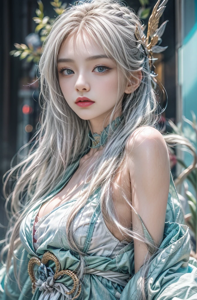 (masutepiece:1.Photoreal Stick:1.4, 8K), top-quality, masterpiece, 超A high resolution, Perfect dynamic composition, Professional camera work, Grow Light Effect, Mystical portrait, Cinematic Light, Highly detailed skin and facial texture:1.3, The ultra-detailliert, A detailed eye, (Deities々Feeling:1.25, myterious:1.2, Fanciful:1.2, majestueux:1.2), 1girl in, 25-years old, cute and sexy slim goddess, Fair skin, (Calm:0.9, Totally captivates you:1.0), (japanese miko costume:1.3 off shoulder), (voluptuous breasts:0.9), (Backshots), (A beautiful Blue eyes, Eyes that feel beautiful and gentle:0.85), (A mouthfeel that feels beautiful eros:0.85), ((Too cute beauty:0.9)), Fantastic background