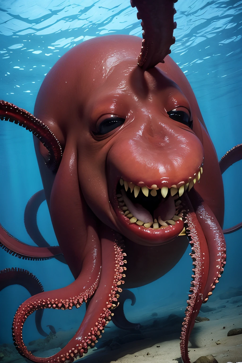 Mutated octopus scary giant