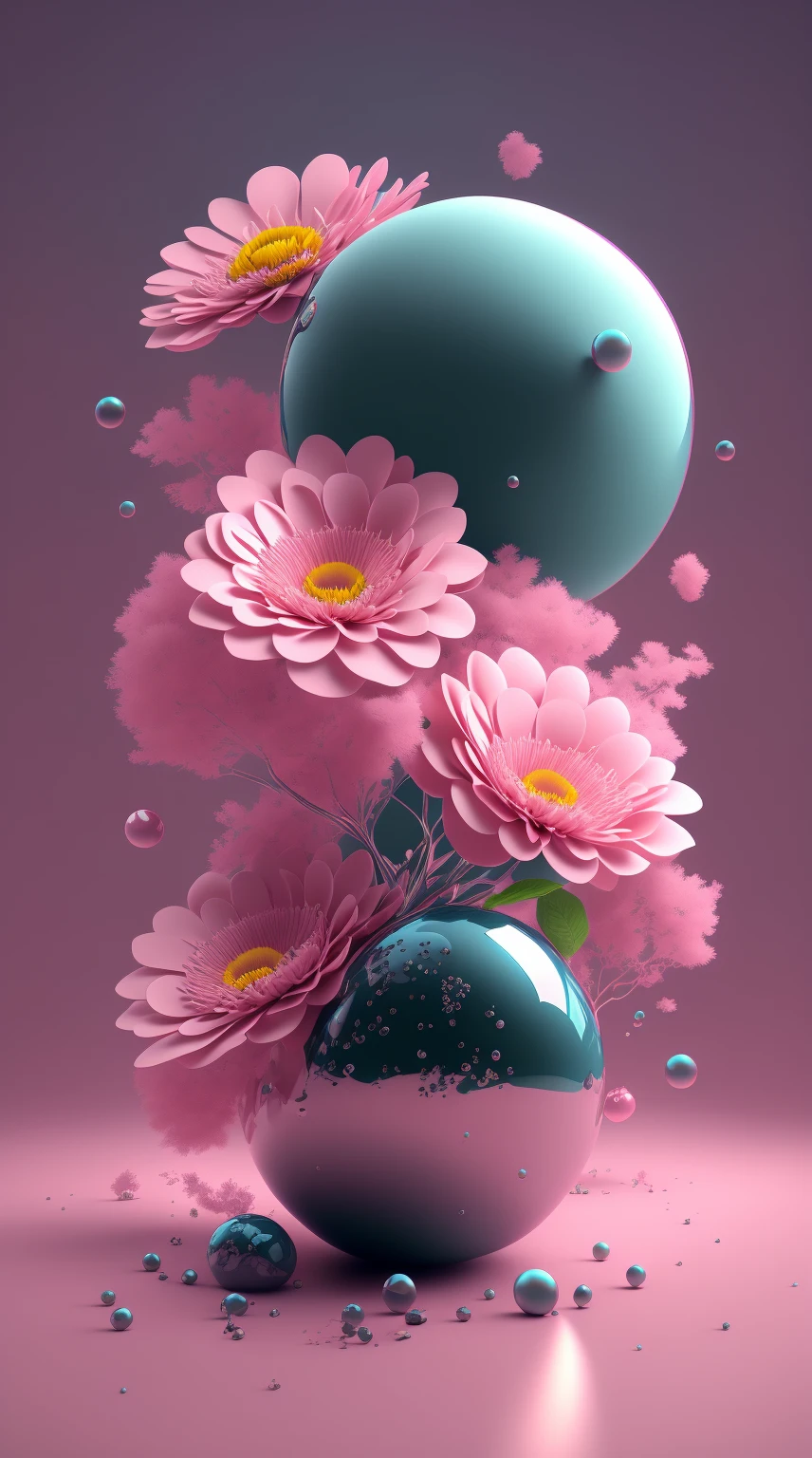 dopamine, surreal airbrush art, Pink, cgsociety, Unreal Engine, 16 K, rendered, ..CGI, Concept art, trends in the art station, dreamy style, Flower arrangement