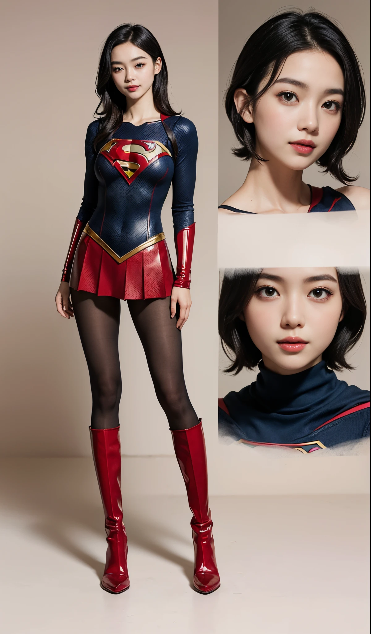 Wearing black stockings、Supergirl Costume、Suffering、decedent、die、Falling down、Are sleeping、s asleep、Safari Naus is always open.、Drool is always dripping from my mouth、Asian Beautiful Girl、(((Wear black tights on your beautiful legs.)))、(((Legally express the beauty of your smile)))、((((Make the most of the original image)))、(((Supergirl Costume)))、(((a short bob、beautiful hairl)))、(((Suffering)))、(((Feet must necessarily be worn with black tights)))、(((You need to wear red boots)))、((Top image quality、8K))、((top-quality、8K、masterpiece:1.3))、(((Keep Background )))、Crisp focus:1.2、Beautiful woman with perfect body shape:1.4、Slender Abs:1.2、a wet body:1.5、Highly detailed facial and skin texture、8K、beauty legs