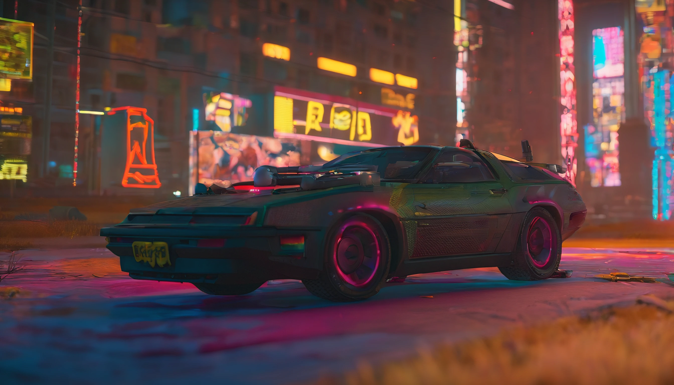 Game Cyberpunk 2077 style movies Pixar, with name "Cyberpunk 2069", poster, with credits