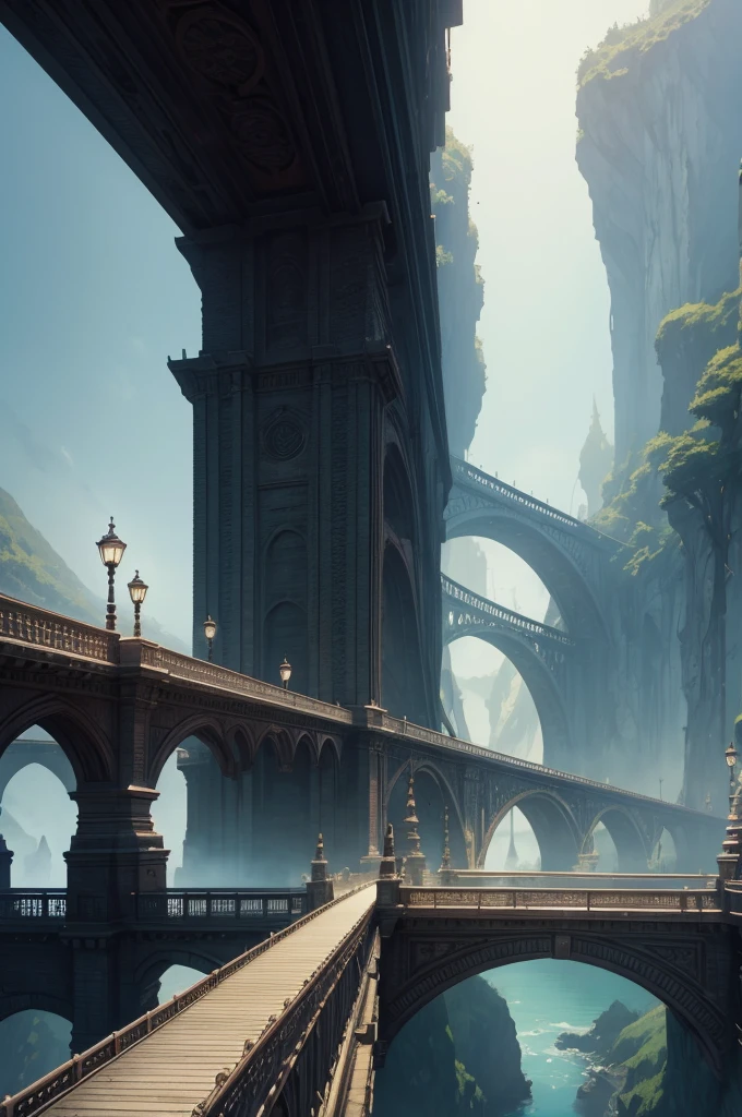 bridge between the worlds, magnificent, close up, details, sharp focus, elegant, highly detailed, illustration, intricate, beautiful, Trending artstation, pixiv, digital Art, by Jordan Grimmer and greg rutkowski, WLOP, Studio Ghibli,