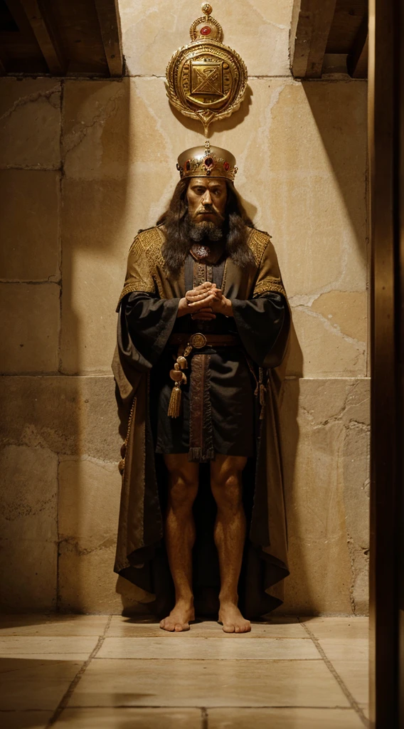 He defied a royal decree and was sentenced to the lion's den for praying to his God: A visual representation of a king issuing a decree as Daniel is led by guards into the lion's den