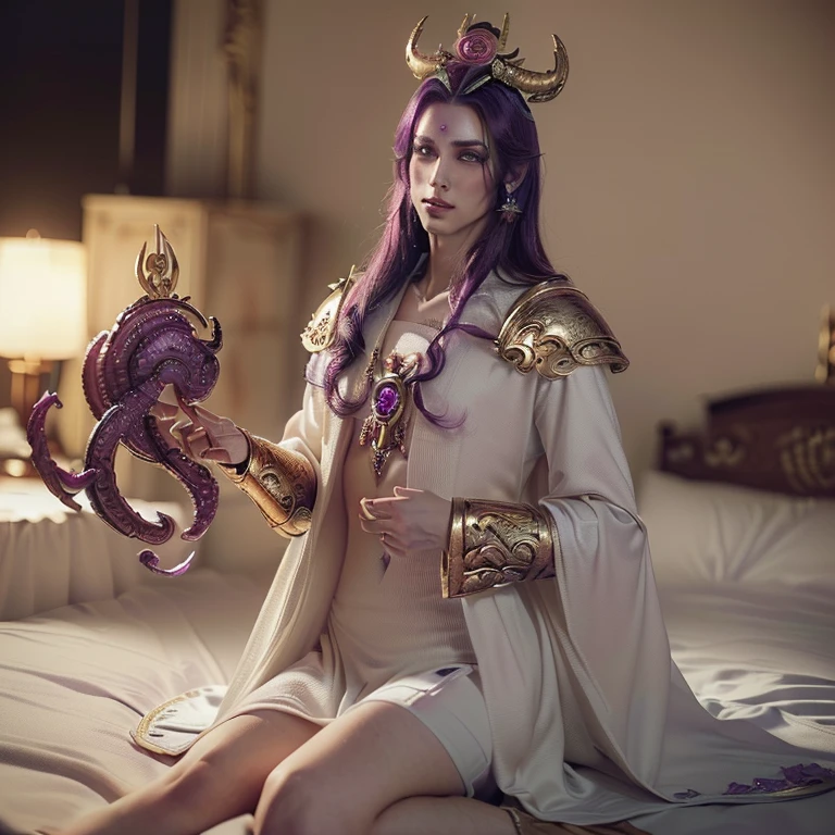(masterpiece, best quality, 4k, dreamlike, hyperrealistic, warhammer:1.35), (beautiful androgynous male, prince of Slaanesh:1.65)