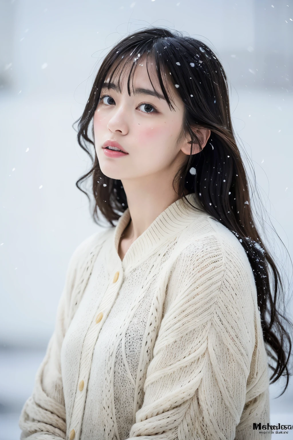 (8k, best quality, masterpiece, ultra highres:1.2) Photo of Pretty Japanese woman
in the (style of paul rubens and rebecca guay:1.1) (melancholy winter snow:1.4)