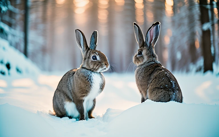 dramatic (photo)+ of a ????? in a snowy winter forest, wide angle 20mm f/11 on kodak ektachrome e100 professional photographic portfolio snapshot, warm sunlight, godrays