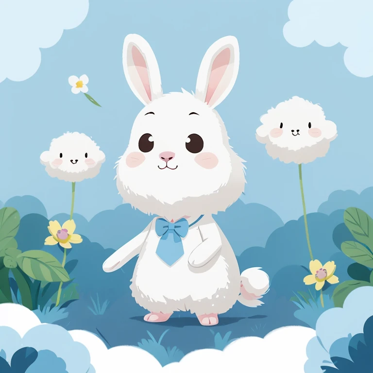 A little white rabbit,White rabbit,Cute and docile rabbit,head portrait,Cartoon pet image,effect,avatar images,A rabbit,style of anime,avatar images,dreamworld